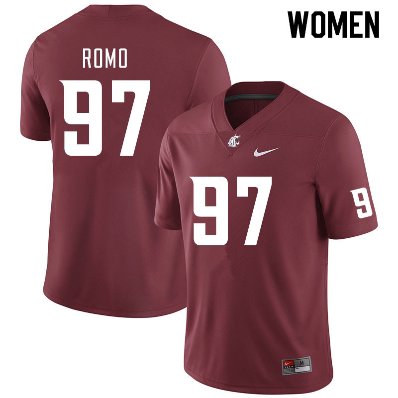 Women #97 Rudder Romo Washington State Cougars College Football Jerseys Sale-Crimson